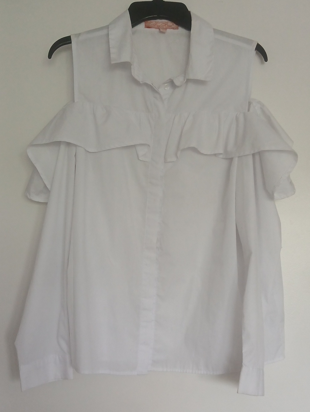 Long Sleeve Button Down Cold Shoulder Top.
